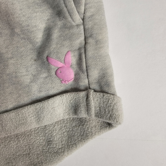 Playboy By PacSun Sweat Fleece Shorts Small Gray Pink Logo - Picture 3 of 7